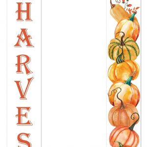 AVOIN Happy Harvest Pumpkin Porch Sign Welcome Quote Decoration, Fall Autumn Vintage Thanksgiving Hanging Banner Flag for Yard Indoor Outdoor Party 12 x 72 Inch