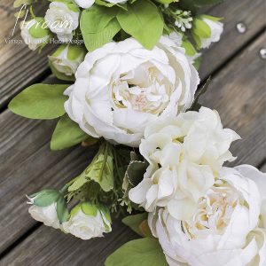 Floroom Floral Wreath, Door Wreath, 20” Artificial White Peony Hydrangea Wreath for Front Door, Wedding Decorations Wall Decor