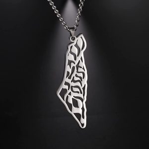 YUANYIRAN Map of Palestine Pendant Necklaces – Charm Arabic Hollow Maps Flag Thin Chain Necklaces, Patriotic Gold Color Map Hip Hop Jewelry for Women Men Party Gift