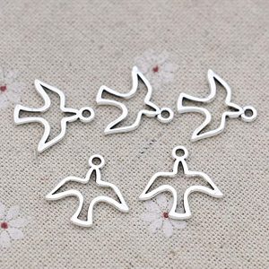DIY054042 Handmade Charms 20Pcs Antique Silver Plated Peace Dove Charms Pendants for Jewelry Making Bracelet DIY Accessories 18mm