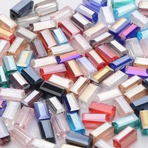 Calvas Rectangle Austrian Crystal Beads 36MM 100pcs Long Square Shape Glass Loose Beads for Jewelry Making Bracelet DIY – (Color: Mixed Color)