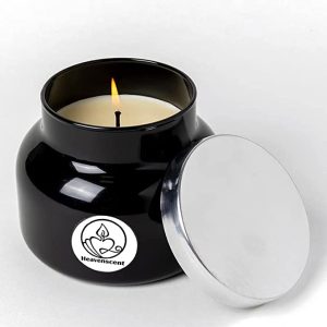 Heavenscent Scented Candle with Glass Candle Holder – Cotton Wick – Luxury Aromatherapy Candle – Volcano Black – 19 Oz (Pack 1)