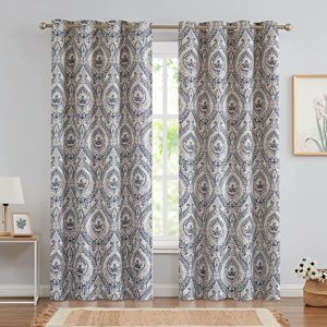 Vintage Look Grommet Curtains, 100“ x 84” 2 Panels, BLUE