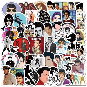 Elvis Presley Stickers | 50PCS Famous ROCK Singer For Tags Crafts Windows Water Bottles, Car, Laptop, Luggage Skateboard, Motorcycle, Phone Stickers HydroFlasks Cute Waterproof Decal Stickers For Kids, Teens, Girls
