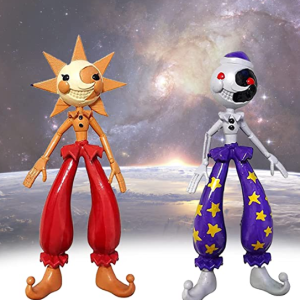 Feromio 2PCS – FNAF Sun and Moondrop Action Figures – FNAF Security Breach Cute Cartoon Anime Clown Action Figure Doll Home Decoration Video Game Fans Gift
