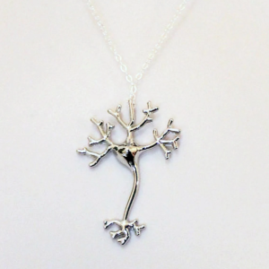Davitu Women’s Fashion Necklace Gold Silver Color 1 Piece Scientific Jewelry Hippie Neuron Pendant Necklace (Silver Plated)
