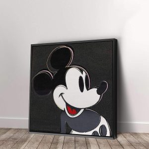 Andy Warhol- Mickey Mouse Black – Pop Art – Canvas Art Wall Art Home Decor (16in x 16in Gallery Wrapped)