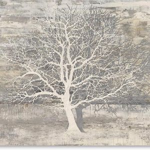 Yihui Arts Abstract Tree Canvas Wall Art: Large White Shadow Tree Picture Painting Print for Bedroom Modern Horizontal Wall Decor Idea Designs