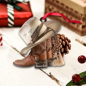 Personalized Acrylic Ornament Cowboy Boots and Hat Ornament Horse Lovers Ornament Cowboy Style Lover Gift Cowboy Cowgirl Ornament