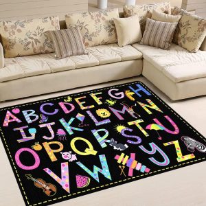 ABC Area Rug for Toddlers Handwriting Samplers ABC Children’s Floor Area Rug for Indoor Classroom Or Home Learning Area, Large Floor Letters Kids Room Or Educational Play School Rugs for Kids