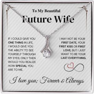 Future Wife Necklace My Last Everything, Promise Necklace For Her, Fiance Gifts For Her, Birthday Gifts For Future Wife With Message Card, Soulmate Necklace For Women, To My Soulmate Necklace