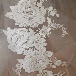 Lace Crafts – lace Applique, Bridal Headpiece Wedding Dress Appliques, Rose Style Cotton lace Appliques