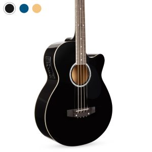 Acoustic Electric Bass Guitar 22-Fret with 4-Band Equalizer Solid Wood Black