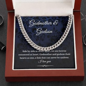 Godson Cuban Chain Necklace, Godson Gift From Godmother, Sentimental Gifts For Godson Birthday, Jewelry For Godson, Godson Necklace, Dainty, Necklace Gift Message Cards And Gift Box