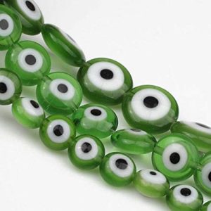 Green Evil Eye Lampwork Stone Beads Glass Rondelle Loose Beads for Fashion Accessories Jewellery Making 15