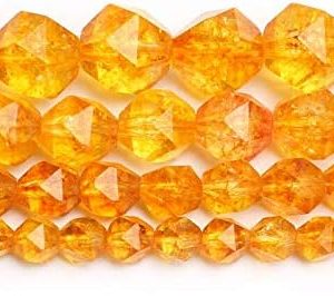 Natural Faceted Citrines Quartzs Stone Beads Loose Spacer Beads for Jewellery Making DIY Bracelet Necklace 15 inch
