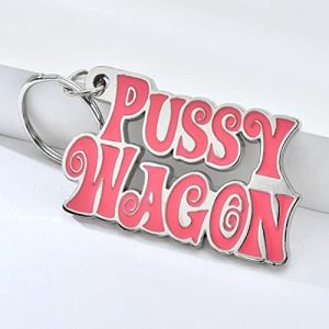 Key Chains Zinc Alloy Pussy Wagon Keychain Pink Letter Key Chains for Woman Bags Cool Keyring for Man Fashion Key Ring Holder Accessories