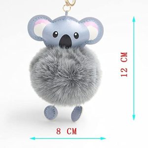 Key Chains Cute Koala Pompom Owl Keychain pom pom Key Chain Rabbit Fur Ball Pompon Porte Clef Fluffy Leather Key Ring Accessories Jewelry