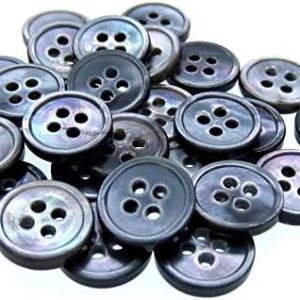 Pukido 50Pcs 1/2″ Black Mother of Pearl Shirt Buttons Natural Shell Buttons Black Iridescent 4 Holes Buttons 11.5mm