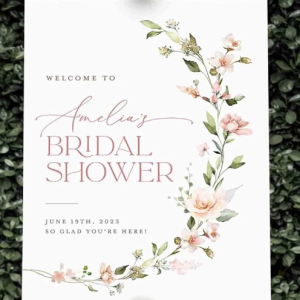 Bridal Shower Welcome Sign Template, Blush Pink Floral Boho Editable Bridal Brunch Sign, Minimalist Welcome Sign, Instant Download, LeahQ1