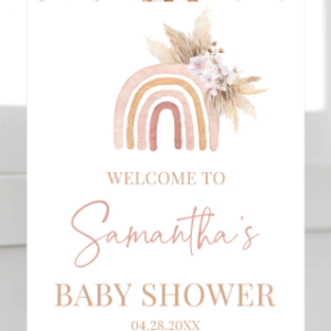 Boho Rainbow Baby Shower Welcome Sign, Editable Welcome Sign Template, Poster, Printable, Boy or Girl, Gender Neutral,welcom to baby shower, baby shower yard sign, baby shower signs