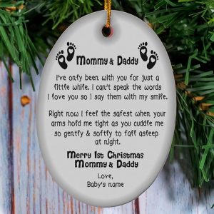 First Baby Christmas Ornaments- As Mommy and Daddy Ornament Dad to Be On Merry 1st Christmas, Round Shape, Ceramic Ornaments