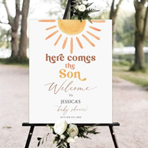 Here Comes the Son Welcome Sign Template, Sun Baby Shower Welcome Sign, Editable Template, Sunshine baby shower welcome sign, Sun welcome, personalized welcome sign, baby shower welcome sign with stand
