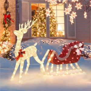 OUTDoo Christmas Light Up Reindeer Outdoor Decoration Garden Yard Figures wiithA