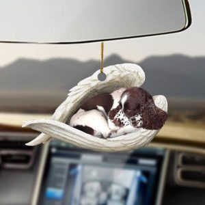 La Pomme English Springer Spaniel Dog Sleeping in Angel Wings – English Springer Spaniel Dog Lover Dog Mom Dad Ornament – Car Hanging Ornament