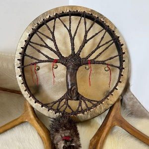 KMTHE Tree of Life Wall Decor?Native American Style Frame Hand Drum Indoor Handmade Decorations Garden Art Sculpture