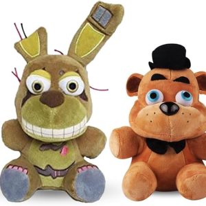 Ktveih Springtrap and Fazbear Plush Toy Set Stuffed Animal Doll Fan Made plushies for Boy Girl Plush Gift 2pcs