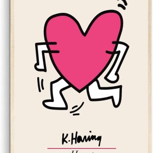 Keith Haring Pink Print – Heart, Keith Haring Exhibition, Famous Artwork, Contemporary Art, Street Art Poster, Humorous, Inspirational Art Print, Gallery Wall Poster (Unframed) 16×24