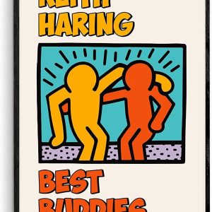 Nationcog Set Of 3 Posters Best Buddies, Keith Haring Crossed Fingers 1986, Flower Dancing, Gallery Wall Bundle, Street Art Print, Custom Design, Gift For Friends, Decor Office (Unframed)