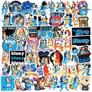 50pcs Blue Dog Stickers, Cartoon Aesthetic Vinyl Waterproof Stickers,Birthday Party Favors Set Stickers, and Decals for Goodie Bag,Blue Dog Party Supplies, Decorations