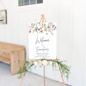 Wildflower Bridal Shower Welcome Sign, Bridal Shower Floral Sign