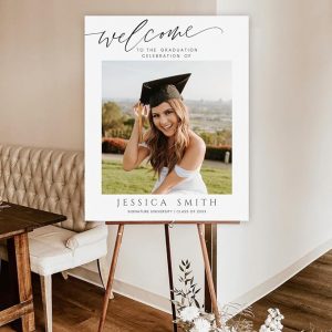 Graduation Party Welcome Sign, Photo Graduation Welcome Poster, Modern Minimalist Graduation Welcome