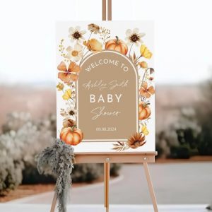 Little Boo Is Almost Due Baby Shower Decor,Autumn Wildflower Baby Shower Welcome Sign, Editable Baby In Bloom Welcome Poster, Fall Pumpkin Baby Shower Sign,Baby Shower Decorations