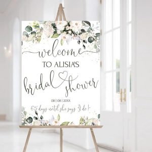 Personalized Bridal Shower Welcome Sign, Greenery Blush Sridal Shower Decorationsn, Bride to Be Sign Bridal Shower, Greenery Wedding Welcome Sign, Custom Bridal Shower Welcome Sign With Stand