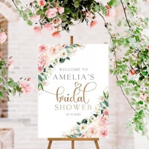 Personalized Welcome To Bridal Shower Sign, Flower Wedding Welcome Sign, Bridal Shower Party, Floral Bridal Shower, Greenery Bridal Shower Decoration, Custom Bridal Shower Welcome Sign On Stand