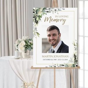 Greenery Leaves Funeral Welcome Sign Memorial Sign Template For Man Funeral Sign Poster For Man Memorial Service Sign