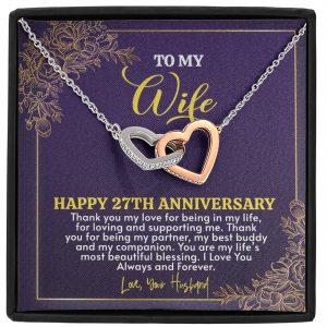 27th Anniversary Gift For Wife Necklace, 27 Years Anniversary Gifts, 27th Wedding Anniversary Gift Ideas, 27 Years Anniversary Gift For Her, Necklace For Christmas Birthday Annivesary