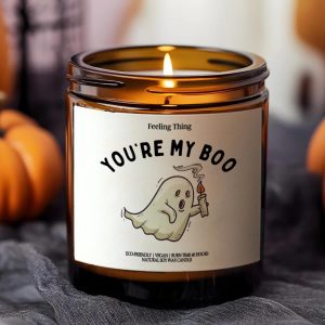 [Organic Candles] You’re My Boo, Halloween Candle, Spooky Season, Halloween Decor, Gift for Girlfriend, Boo Basket, Cute Ghost, Fall Decor