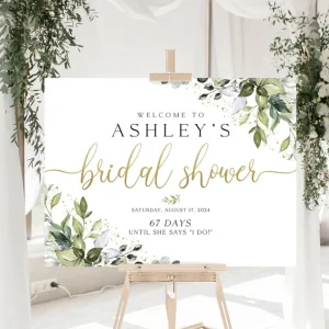 Personalized Welcome To Bridal Shower Sign, Flower Wedding Welcome Sign, Bridal Shower Party, Floral Bridal Shower, Greenery Bridal Shower Decoration, Custom Bridal Shower Welcome Sign On Stand