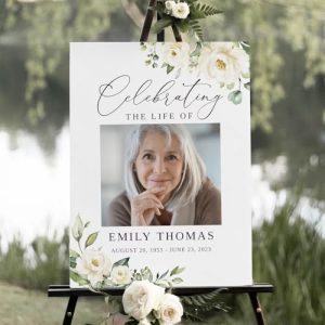 Celebration Of Life Sign, In Loving Memory Sign, Funeral Welcome Sign, Memorial Sign, Large Funeral Sign, Funeral Welcome Sign With Stand – 24