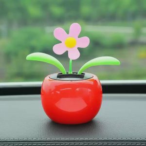 Car sunflower ornaments men’s center console solar swing apple flower cute decoration car supplies