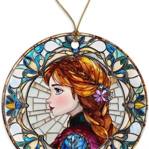 Anna1 Ornament – Dis-Ney Ornament – Christmas Decoration – Ceramic Ornament – Anna1 Princess Ornament in Stained Glass – Dis-Ney Princess Or