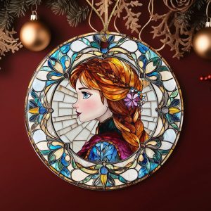 Anna1 Ornament – Dis-Ney Ornament – Christmas Decoration – Ceramic Ornament – Anna1 Princess Ornament in Stained Glass – Dis-Ney Princess Or