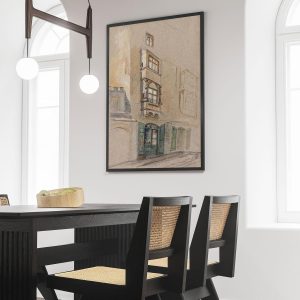 Oil Painting Vintage Poster of Architecture Cityscape Drawing Landscape Neutral | 11×17 12×18 16×24 24×36 Antique Unframed Print | Old Style Gift | Rustic Home Office Decor