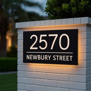 Custom Backlit LED House Number Sign Outside, Modern Illuminated Address Plaque for Home, Personalized Lighted Sign Door – Waterproof