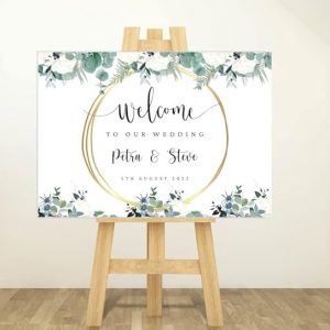 Wedding Welcome Sign, Eucalyptus, Floral Foam Wedding Sign, Wedding Signs, Welcome to our Wedding Sign for Indoor and Outdoor Use #1